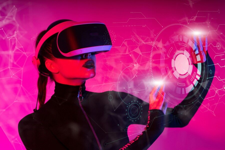 Woman Gaming in the Metaverse